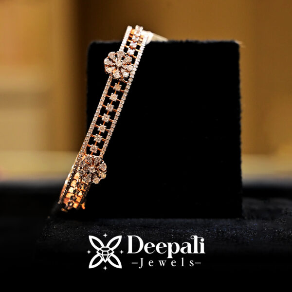 Arunika Bracelet | Floral Diamond Bracelet | 14K Gold Bracelet | Certified Diamond Jewellery | Deepali Jewels | Bridal Gold Bracelet | Real Diamond Bangle | Designer Bracelet India | Wedding Jewellery | BIS Hallmarked Diamond Bracelet